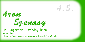 aron szenasy business card