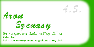 aron szenasy business card